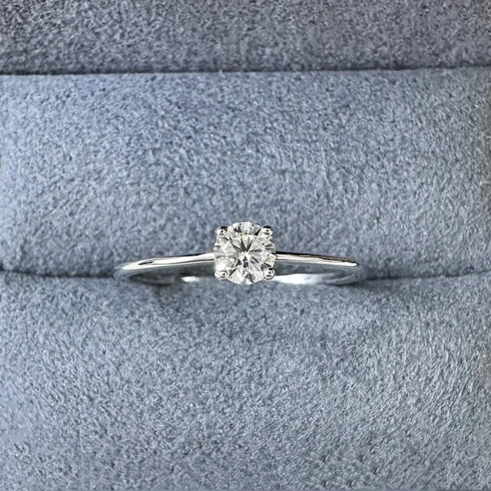 Petite Certified 0.30ctw Moissanite Diamond Ring ,18k White Gold - Picture 3 of 7